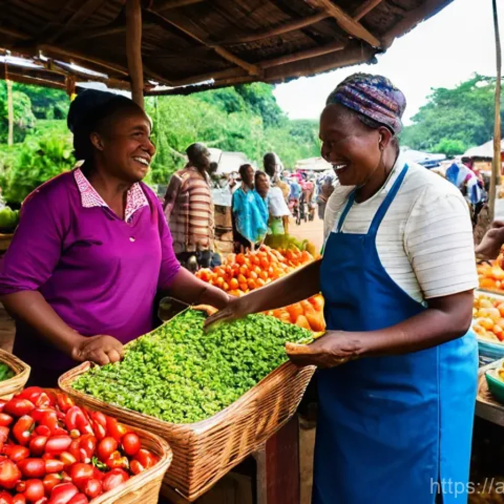 라이베리아에서 코로나19 이후 여행 변화 - **Prompt for Authentic Local Market Experience:**
    "A vibrant, bustling Liberian local market sce...